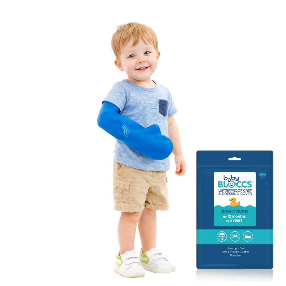 BLOCCS 100% Waterproof Cast Cover – Baby Bloccs (12–36 Months) – Reusable Shower, Bath & Swim Protector – XS