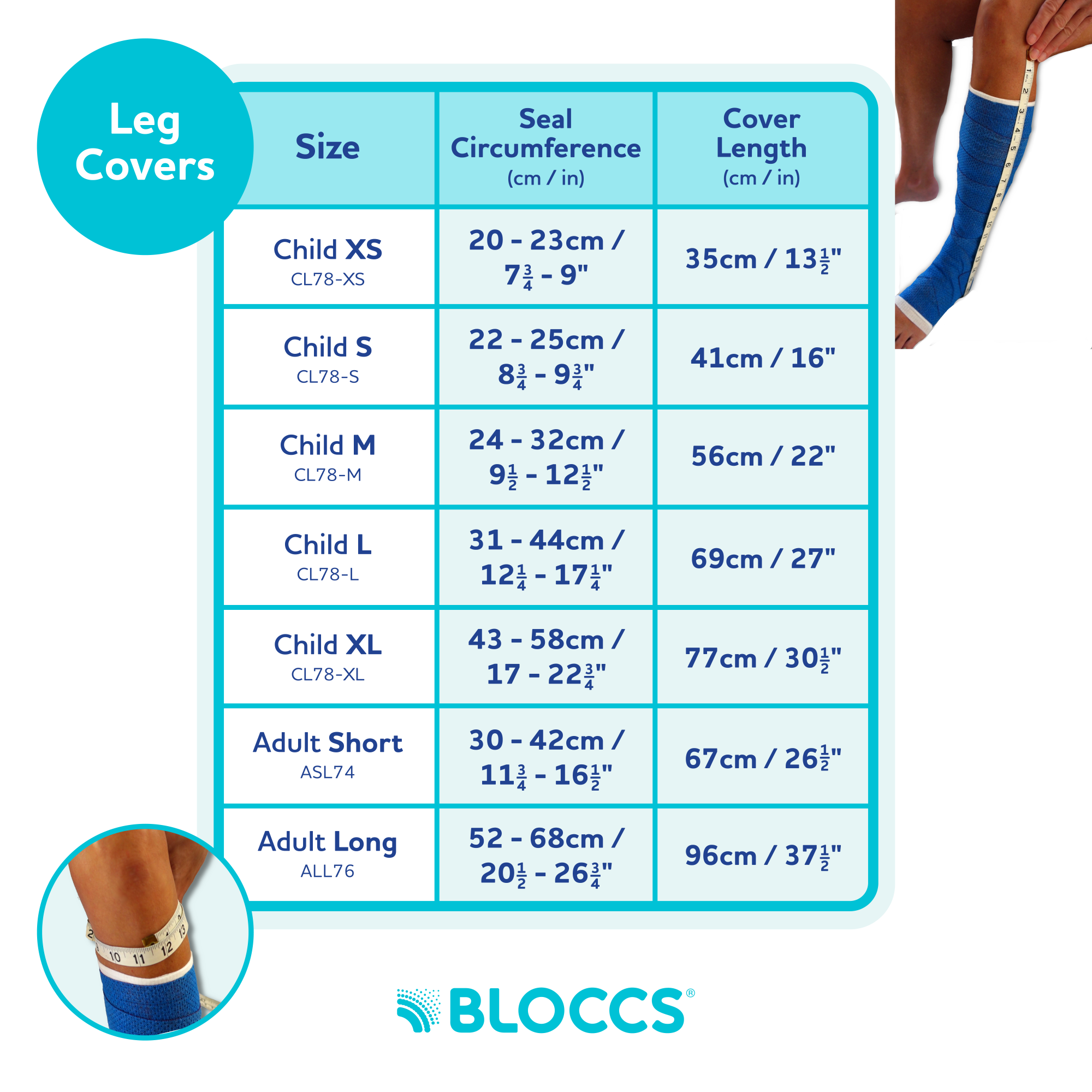 Bloccs Waterproof Cast Cover, Adult Leg (6)